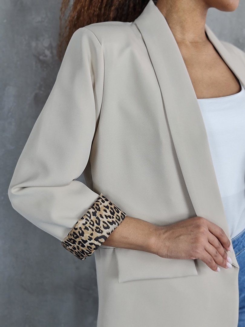 Пиджак Vanessa Scott с леопардовой подкладкой бежевый, фотография №6