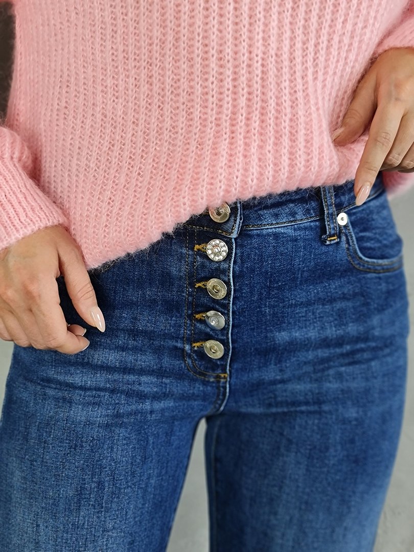 Джинсы Maryley клёш с золотыми пуговицами синие, фотография №5