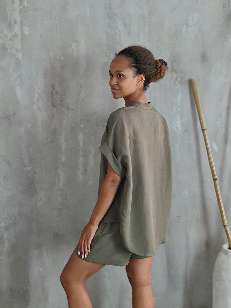 Костюм li.fe style рубашка и шорты хаки, фотография №4