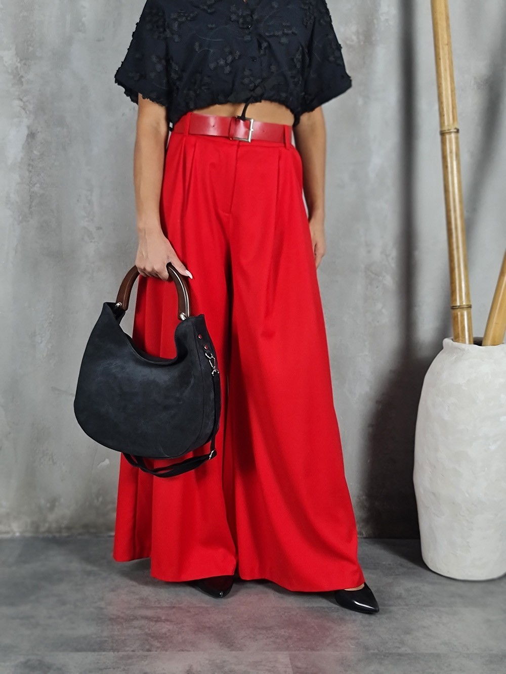 Сумка Leather Country натуральная замша с деревянной ручкой черная, фотография №3