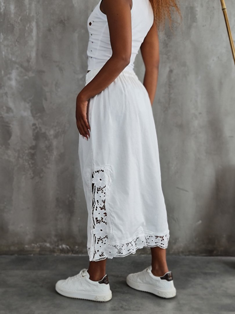 Юбка Lara на завязках с кружевными вставками по бокам белая, фотография №5