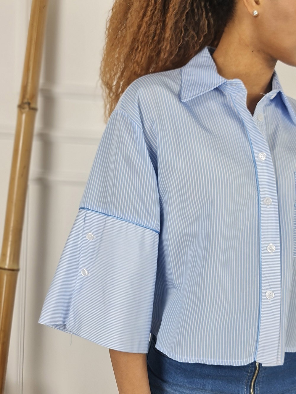 Рубашка Mitica&Co.  укороченная голубая, фотография №2