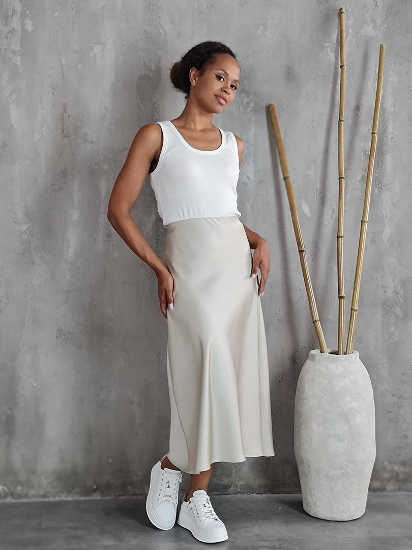 Юбка Imperial удлинённая атласная кремовая, фотография №2