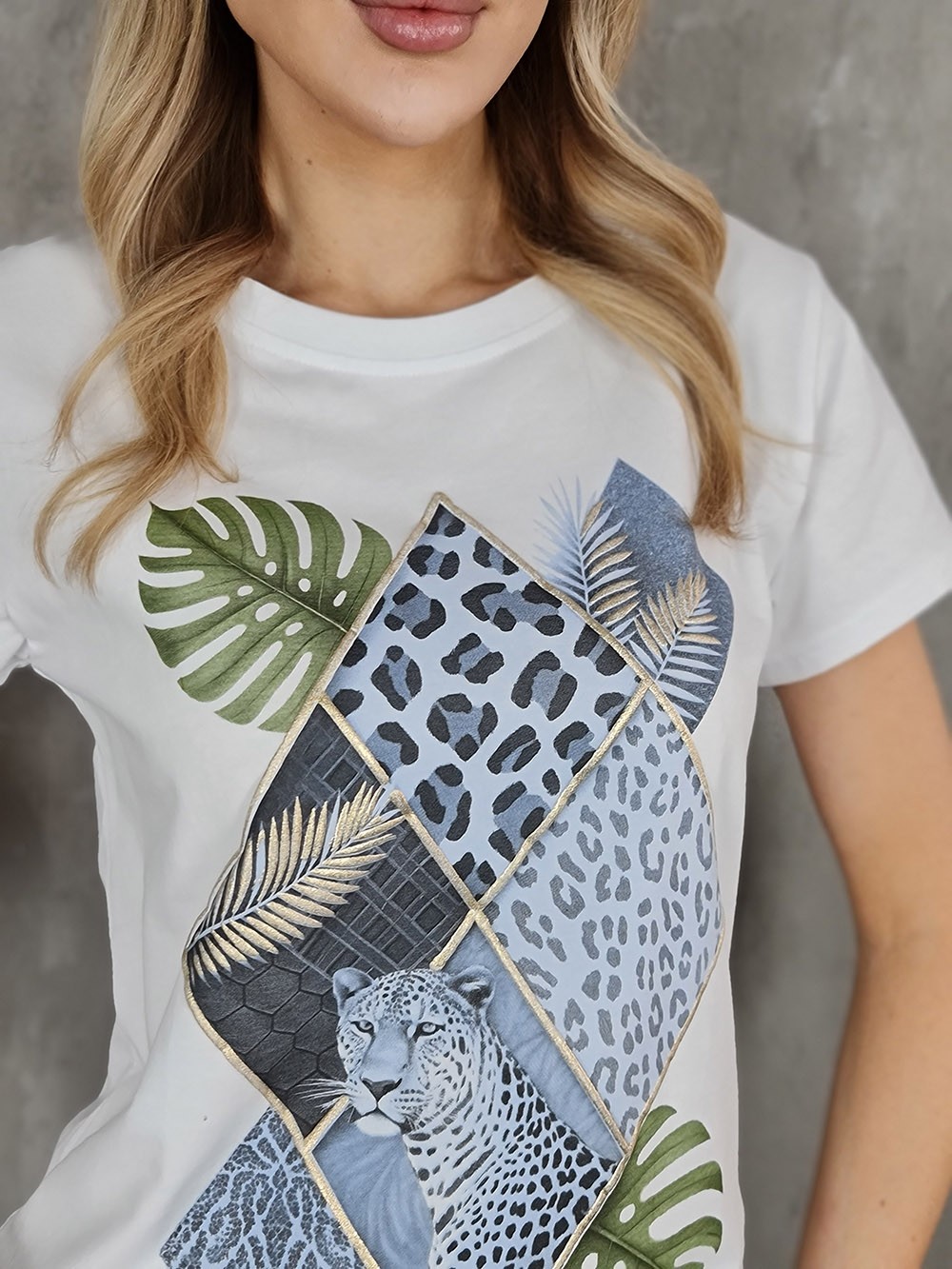 Футболка Mitica&Co. с принтом леопард белая, фотография №2