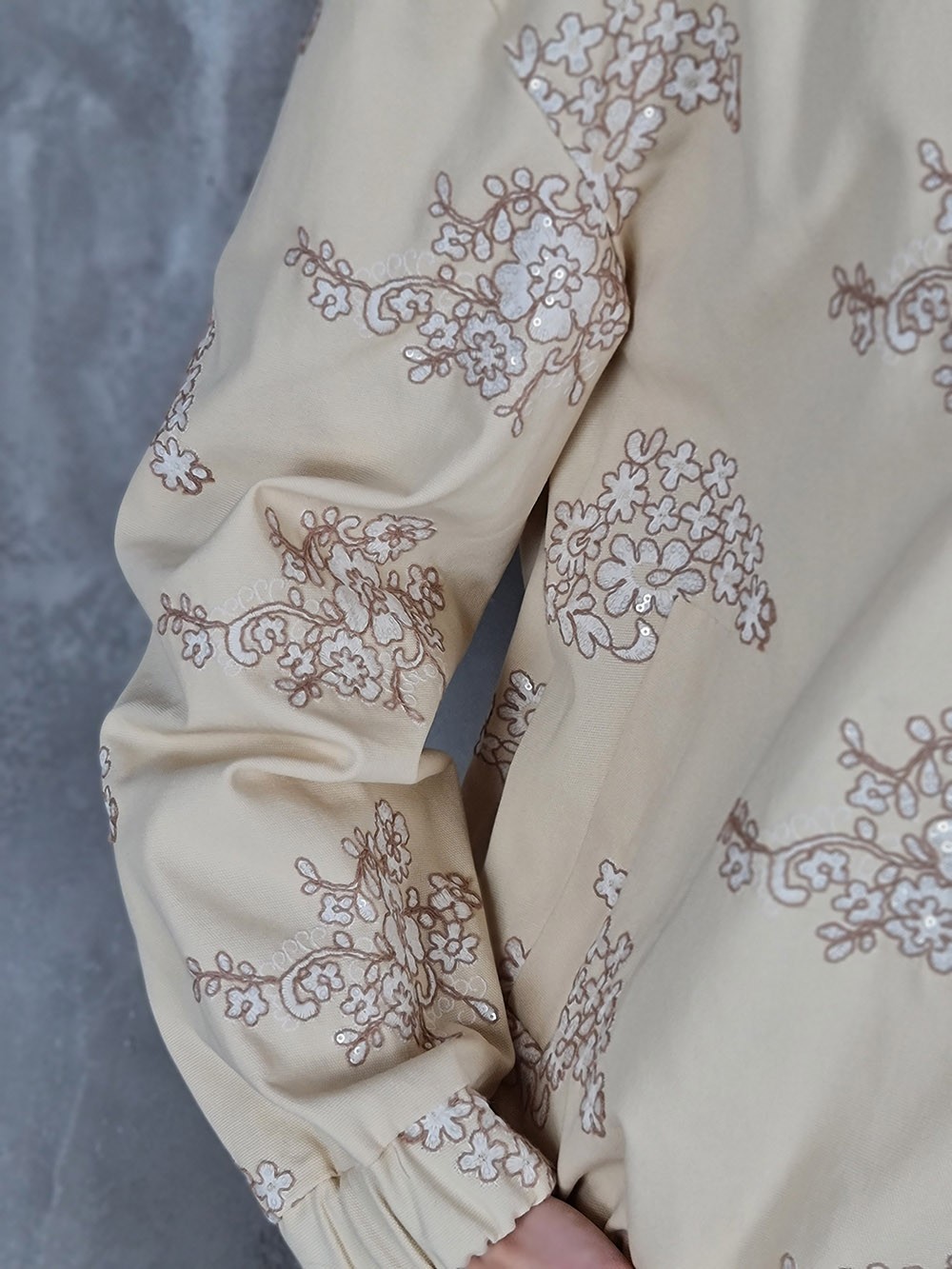 Бомбер Atelier Emi с вышивкой цветы бежевый, фотография №2