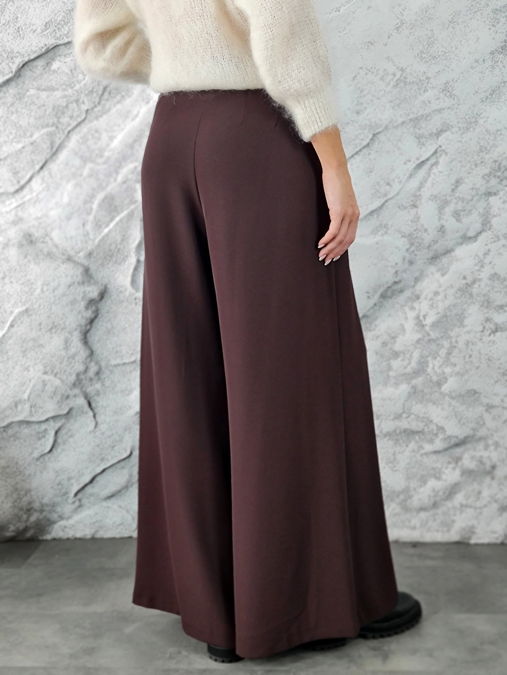 Брюки Imperial палаццо с тонким ремнем шоколад, фотография №4