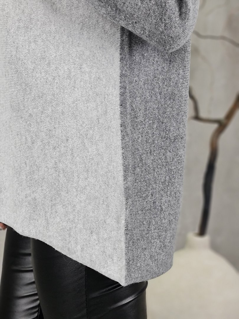 Водолазка Cashmere Blend с кашемиром двухцветная серый/темно-серый, фотография №4