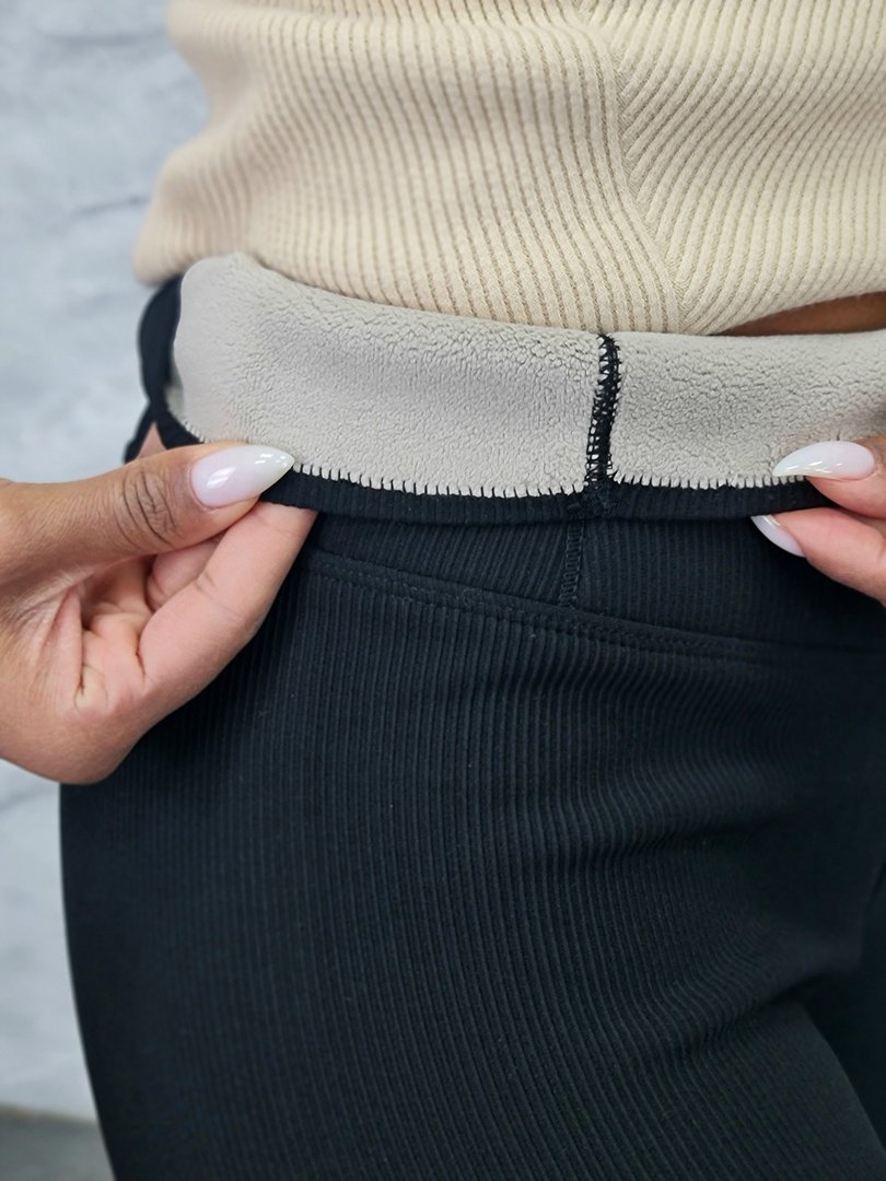 Легинсы Gondola Blu в рубчик с теплым подкладом черные, фотография №6