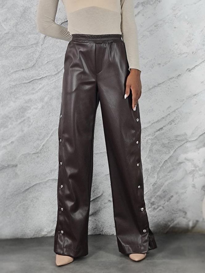 Брюки LUMINA прямые из экокожи шоколад , фотография №1