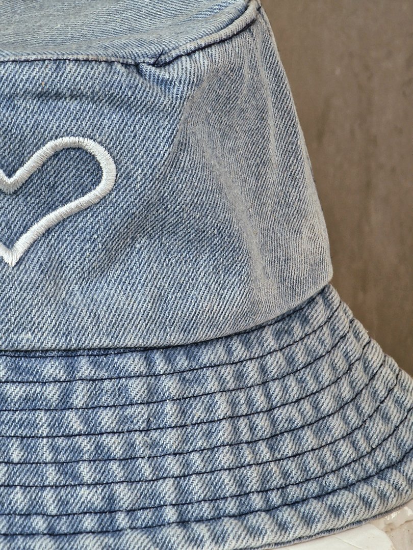 Панама MODA джинсовая с сердечком голубая, фотография №6