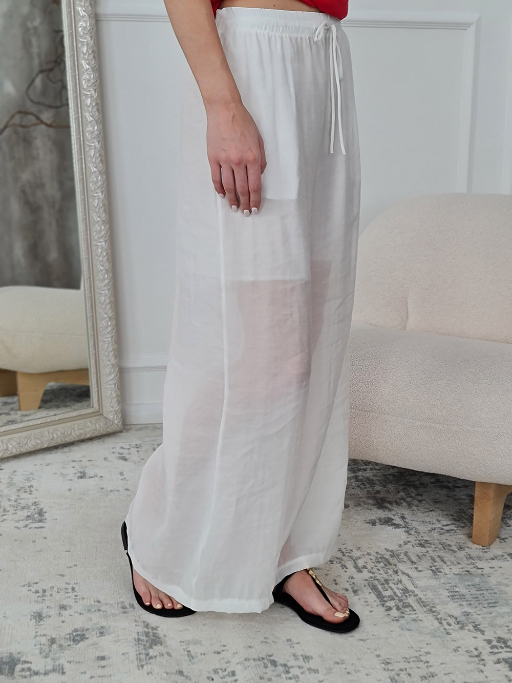 Брюки MIHOs прозрачные с шортиками внутри белые , фотография №3