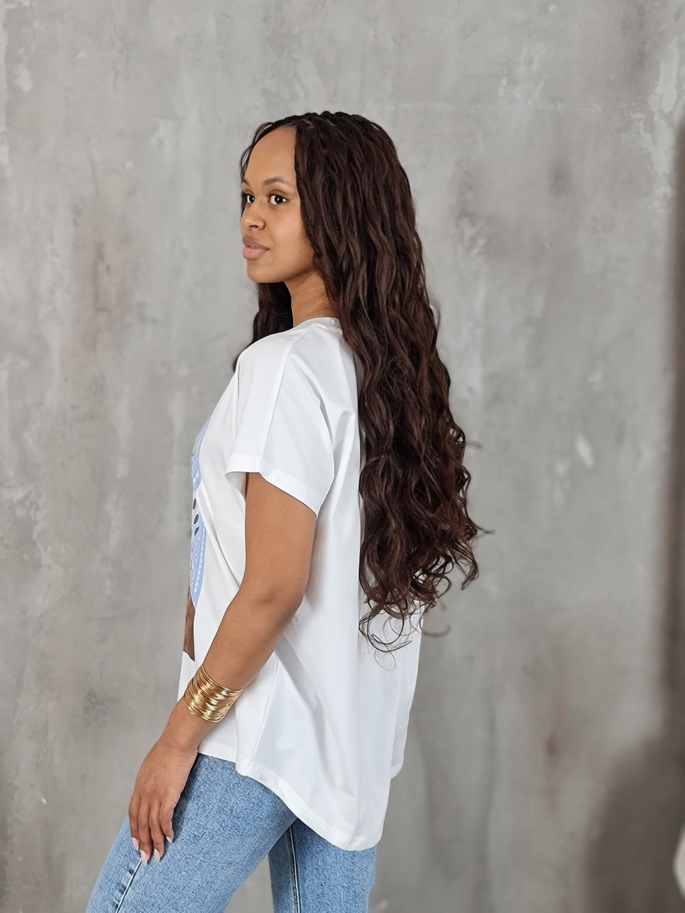 Футболка Mitica&Co. принт такса в очках белая , фотография №3