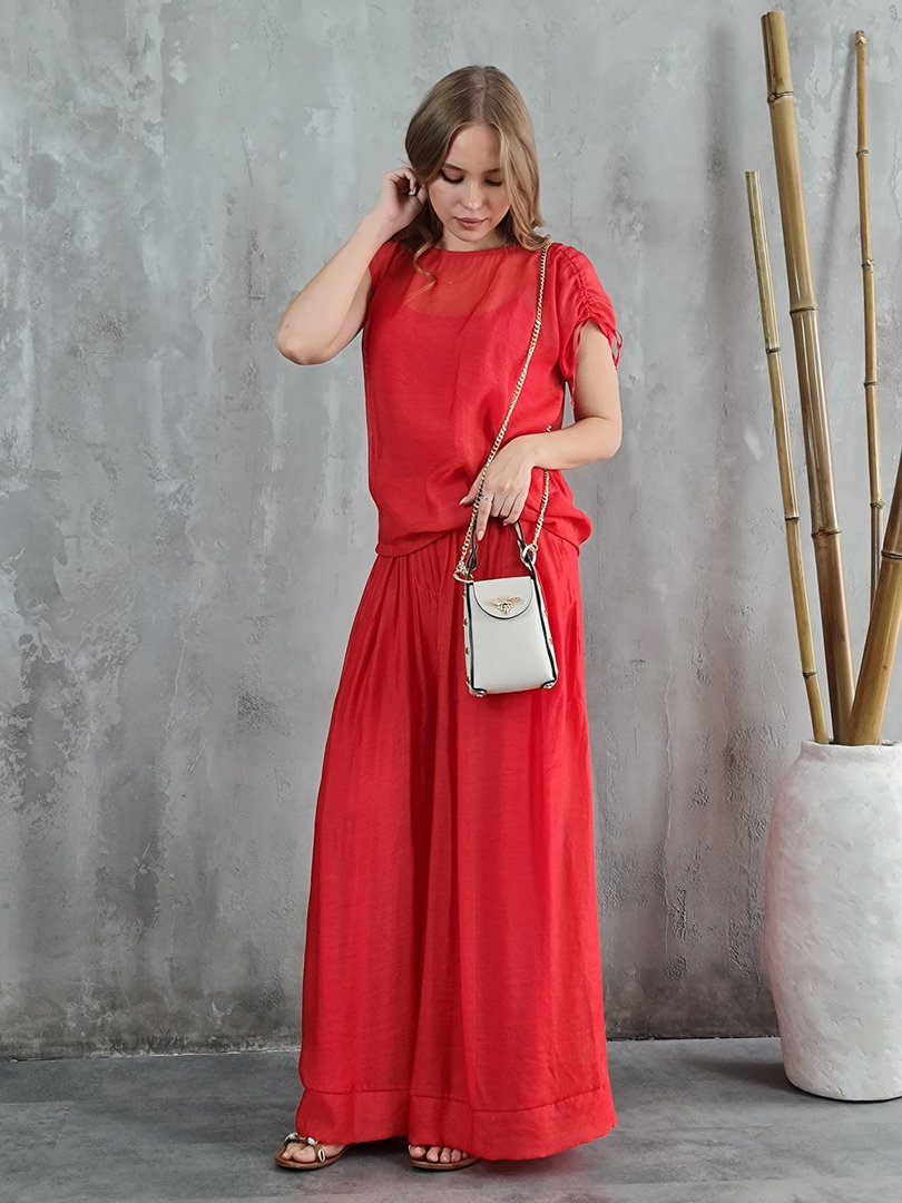 Костюм CLOTHÉ топ с завязками и брюки красный, фотография №2