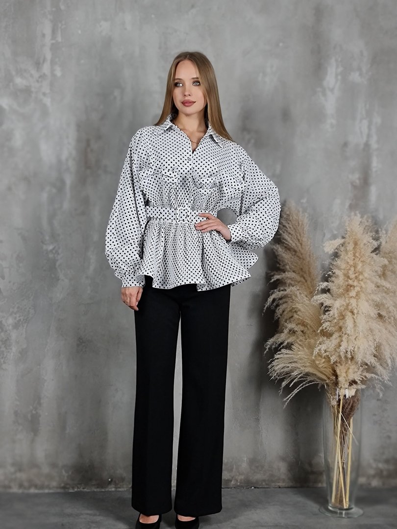 Рубашка-тюльпан Vicolo в горошек белая, фотография №2