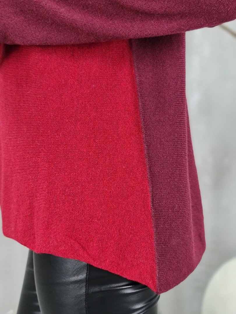 Водолазка Cashmere Blend с кашемиром двухцветная красная/бордо, фотография №3
