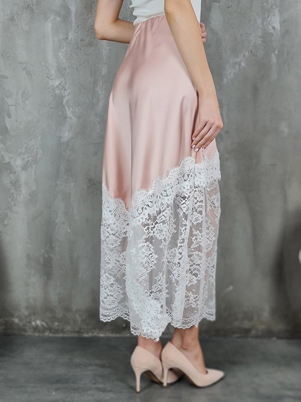 Юбка Mitica&Co. с белым кружевом розовая, фотография №4