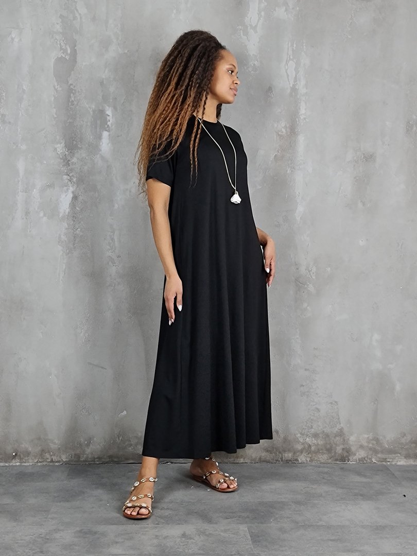 Платье Imperial свободное с кулоном цветком черное, фотография №2