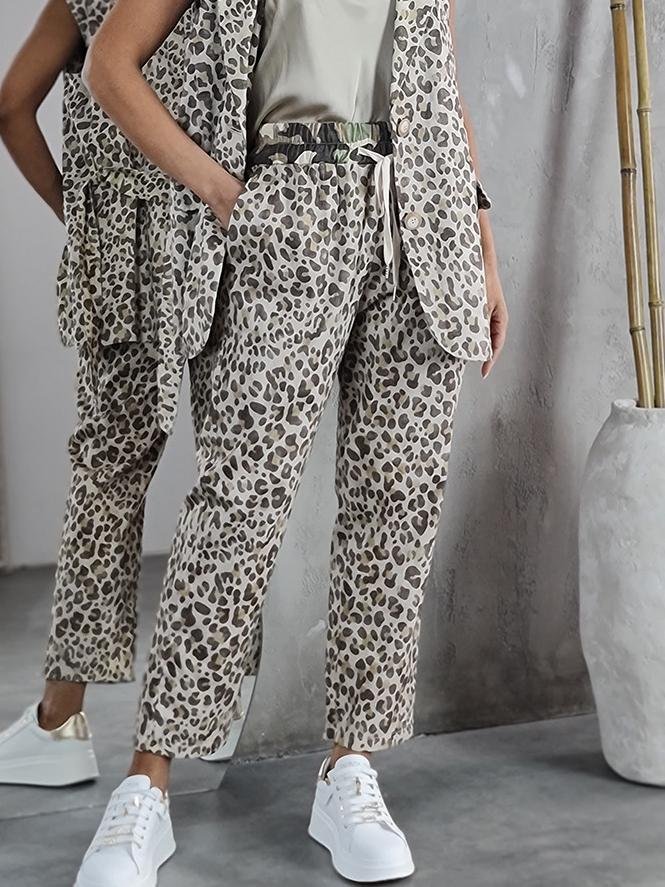 Брюки MIHO'S с принтом леопард хаки, фотография №1