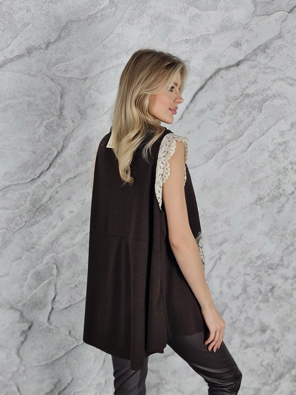 Туника Mitica&Co. с молочным кружевом шоколад, фотография №3