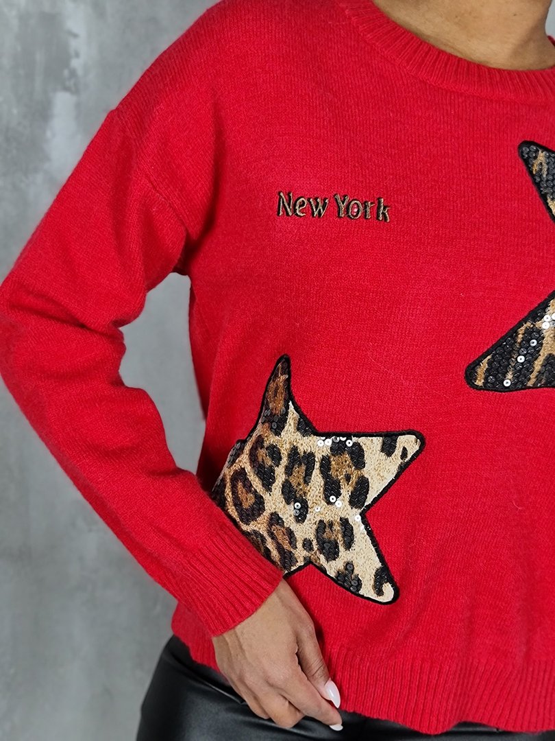 Джемпер Y Two с принтом "звезды" красный, фотография №3