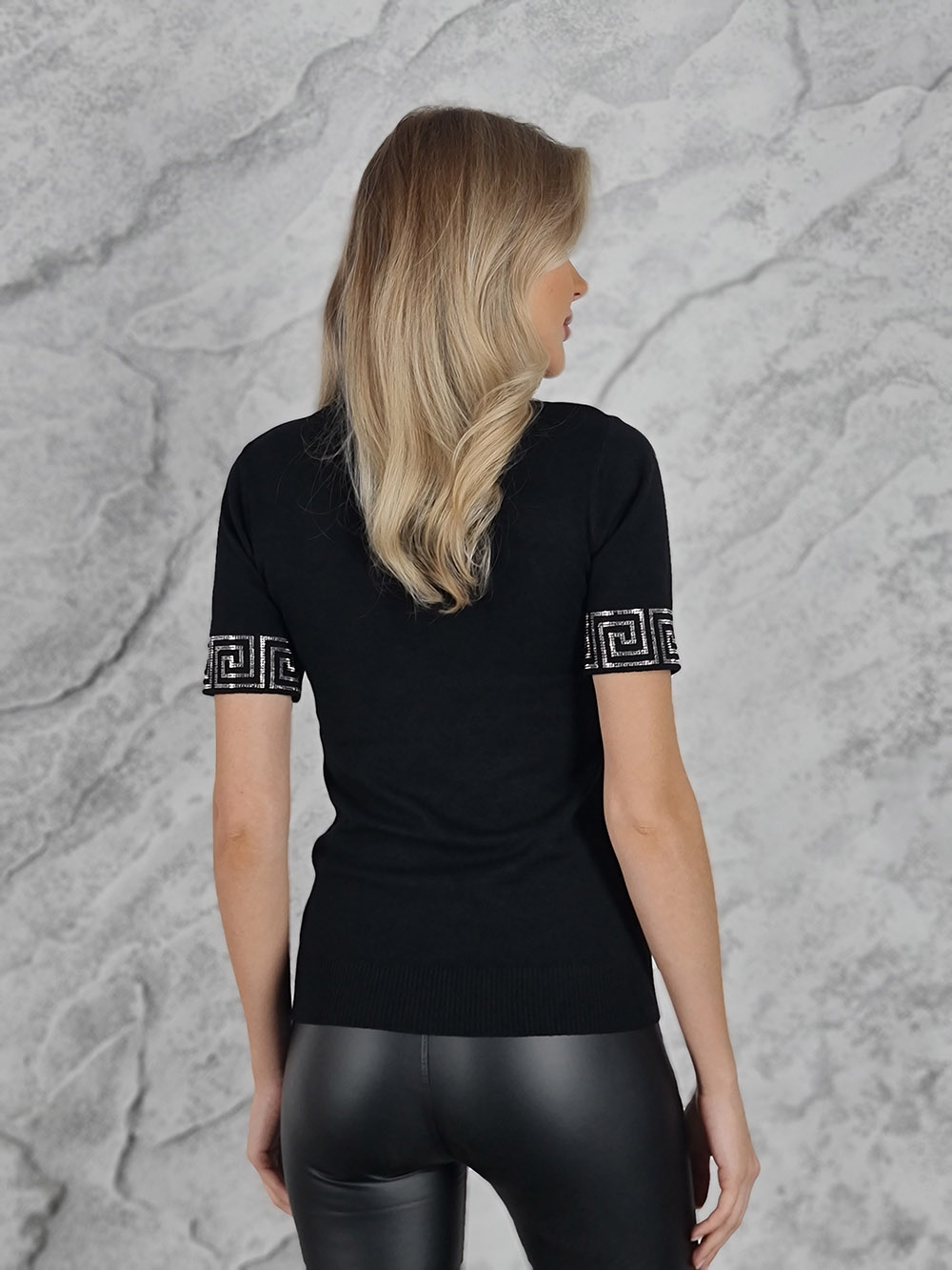 Водолазка короткий рукав  BEAUTY WOMEN со стразами черная, фотография №3