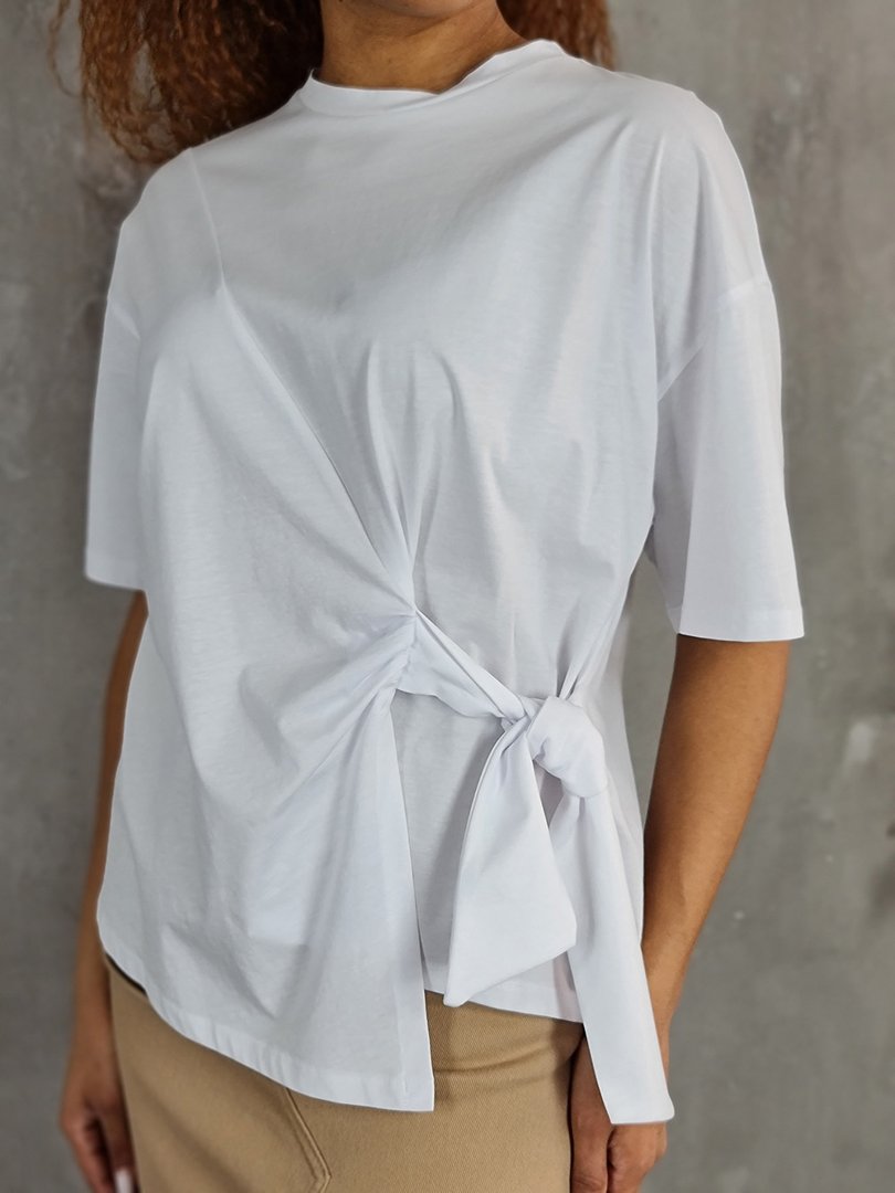 Футболка Imperial с узлом на боку внизу белая, фотография №5