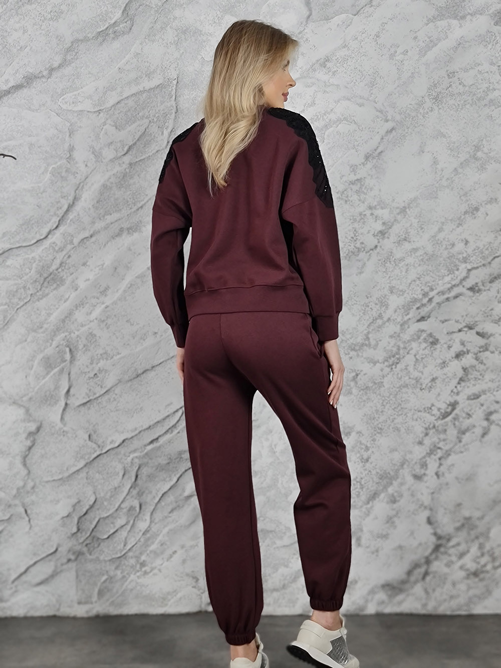 Костюм Please узор на плече винный, фотография №5