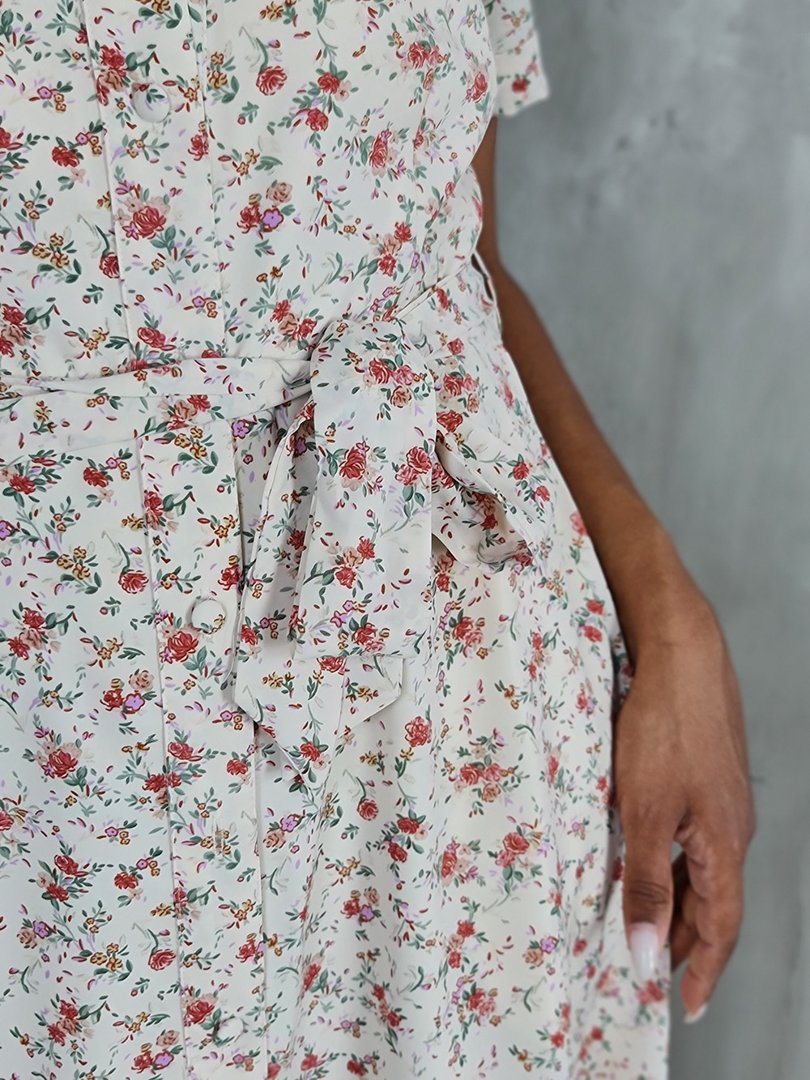 Платье li.fe style с принтом цветочков молочное, фотография №5