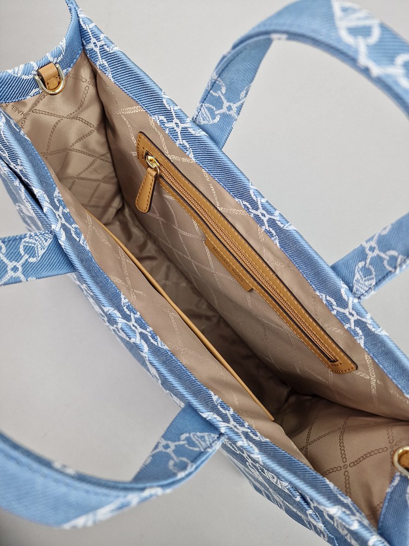 Сумка Michael Kors большая с белыми узорами синяя, фотография №7