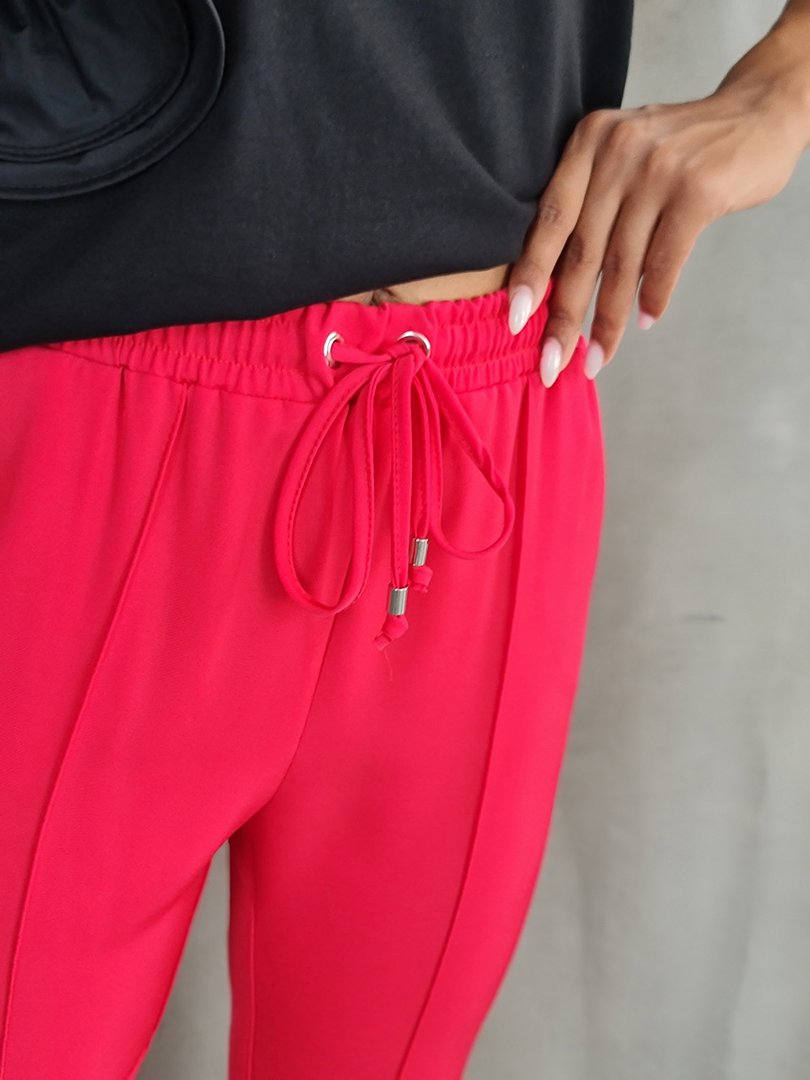 Брюки Imperial с завязочками из тонкой ткани коралловые, фотография №3