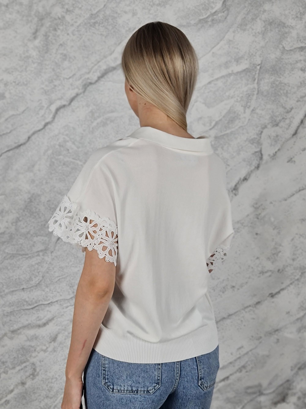 Поло Lara с вышивкой короткий рукав белое, фотография №2