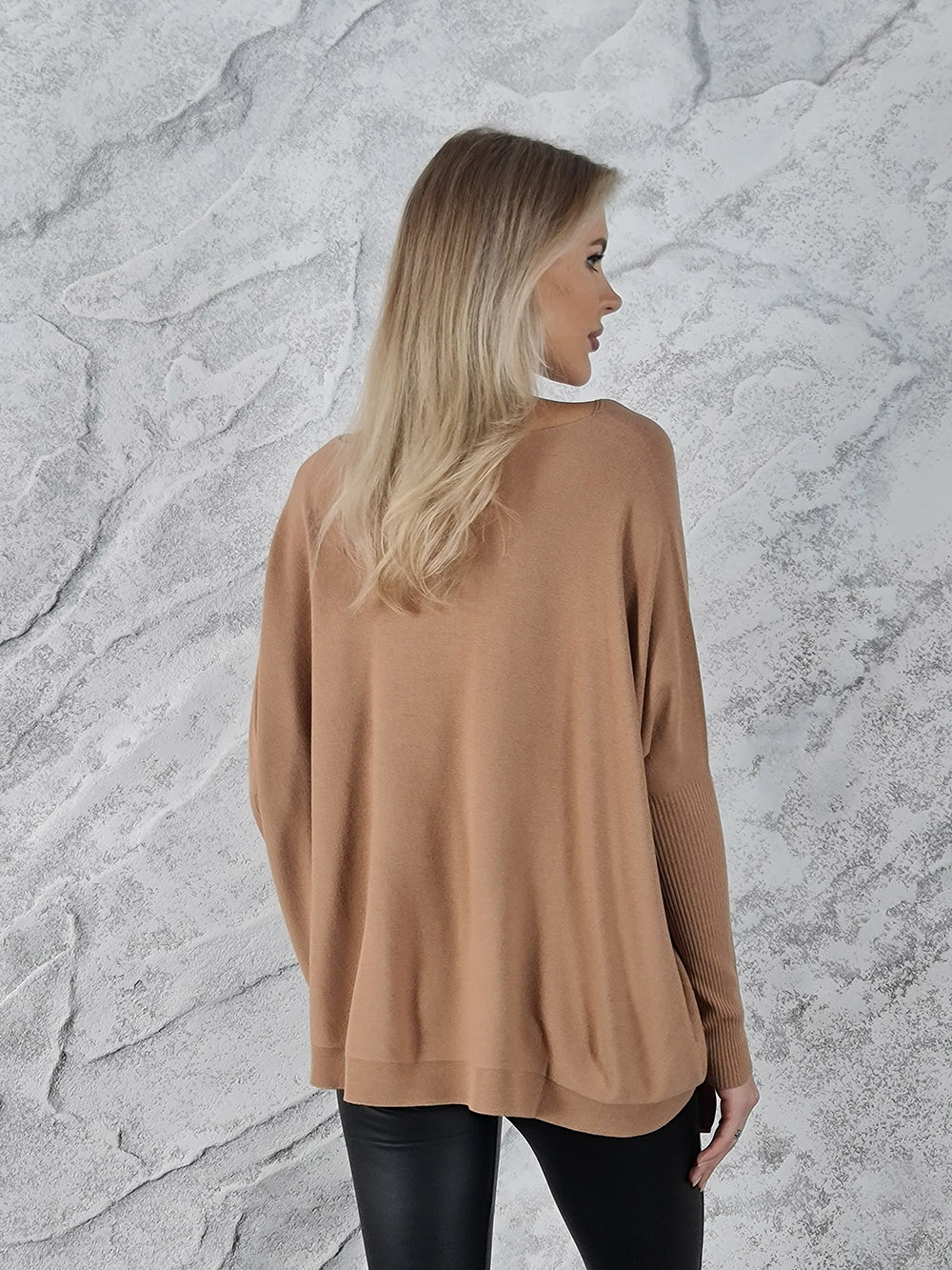 Джемпер Kontatto с рукавами в рубчик песочный, фотография №4