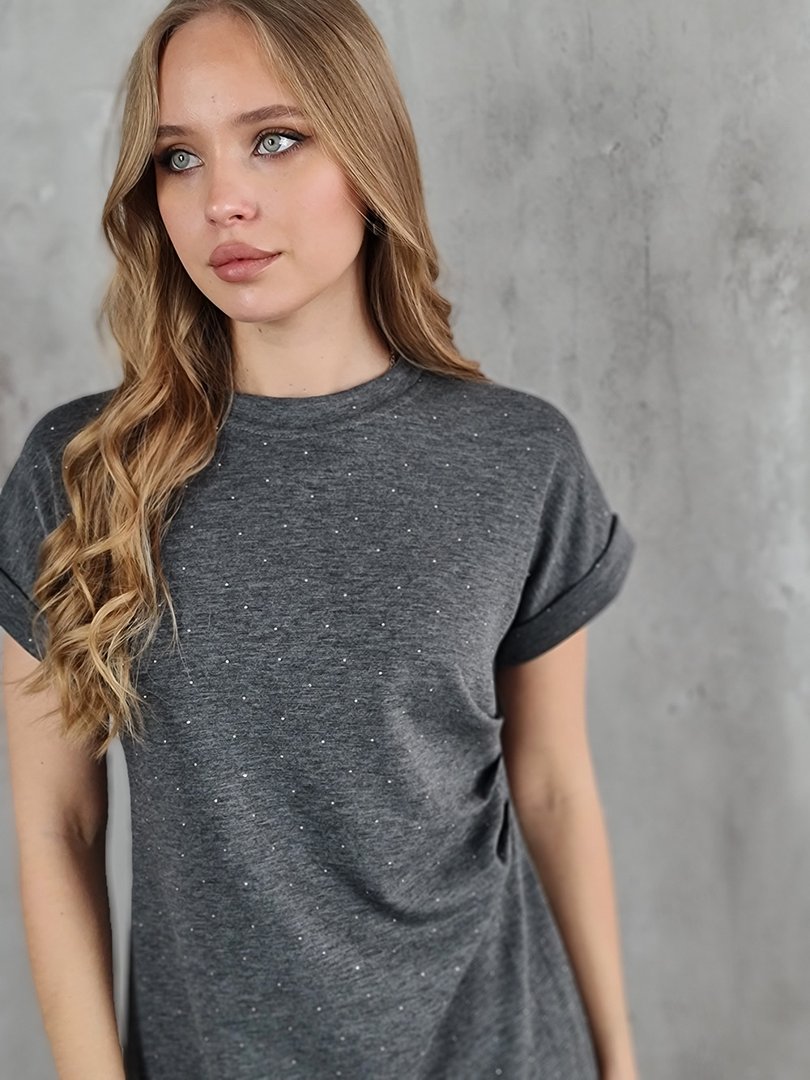 Платье ELSA.M со стразами серое, фотография №3