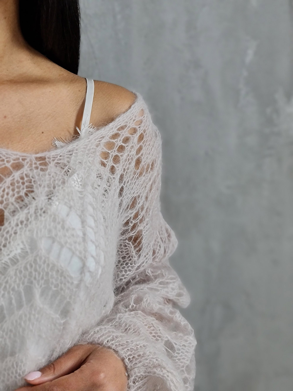 Джемпер Silk new v вырез мохер бежевый, фотография №4