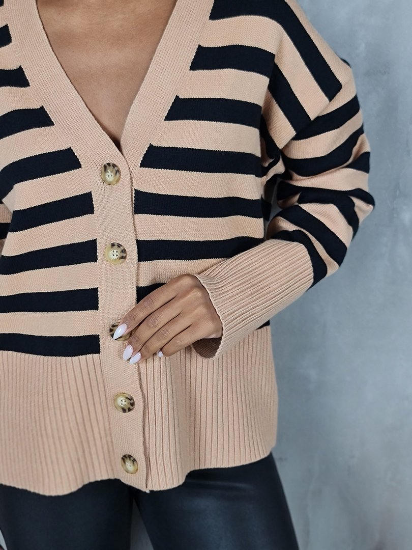 Кардиган Z Studio в полоску беж. черн., фотография №2