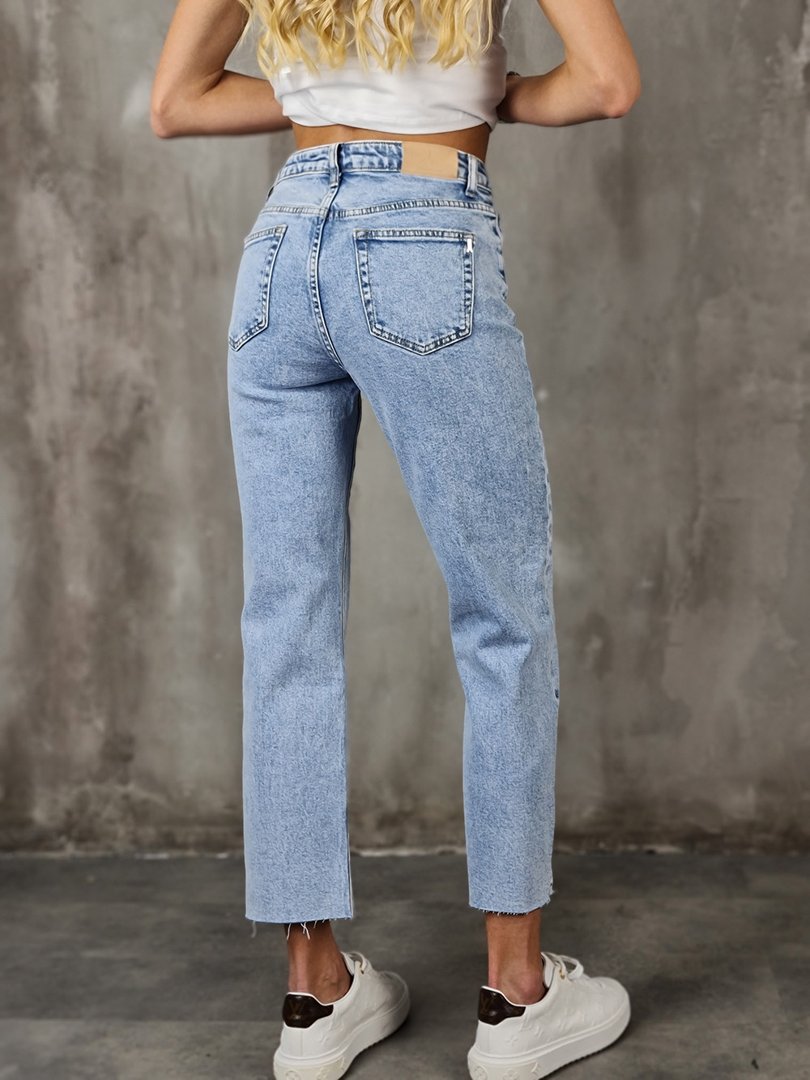 Джинсы Joleen прямые с необработанным нижним краем голубые, фотография №5