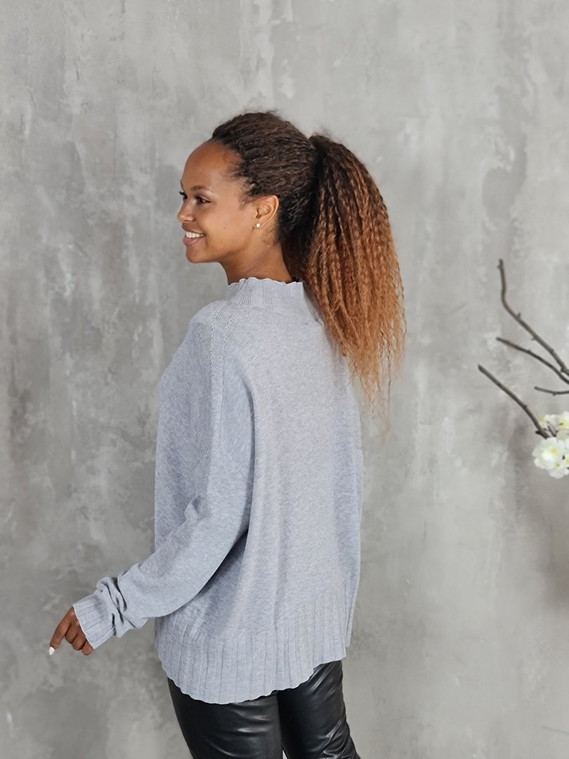 Джемпер Vicolo с воротником и низом в рубчик серый, фотография №2