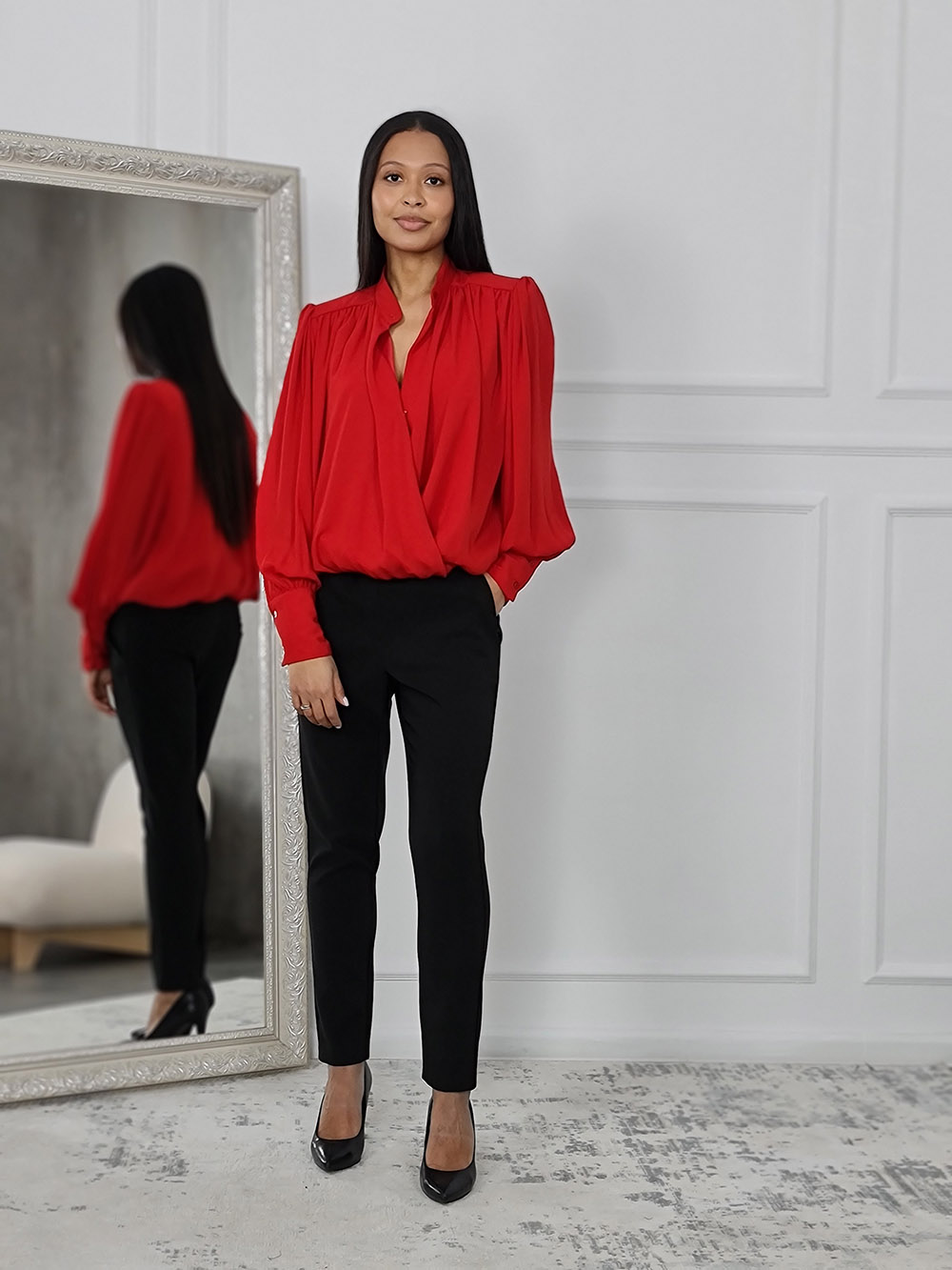 Блузка Imperial со сборками красная , фотография №2