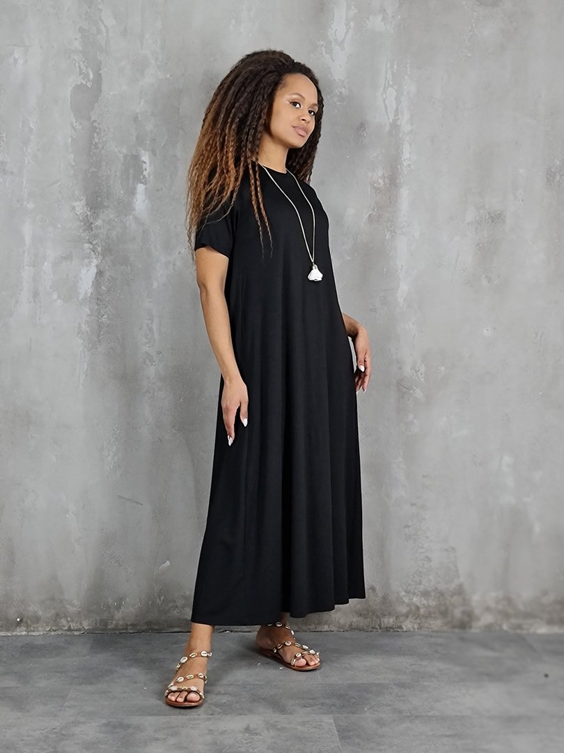 Платье Imperial свободное с кулоном цветком черное, фотография №3