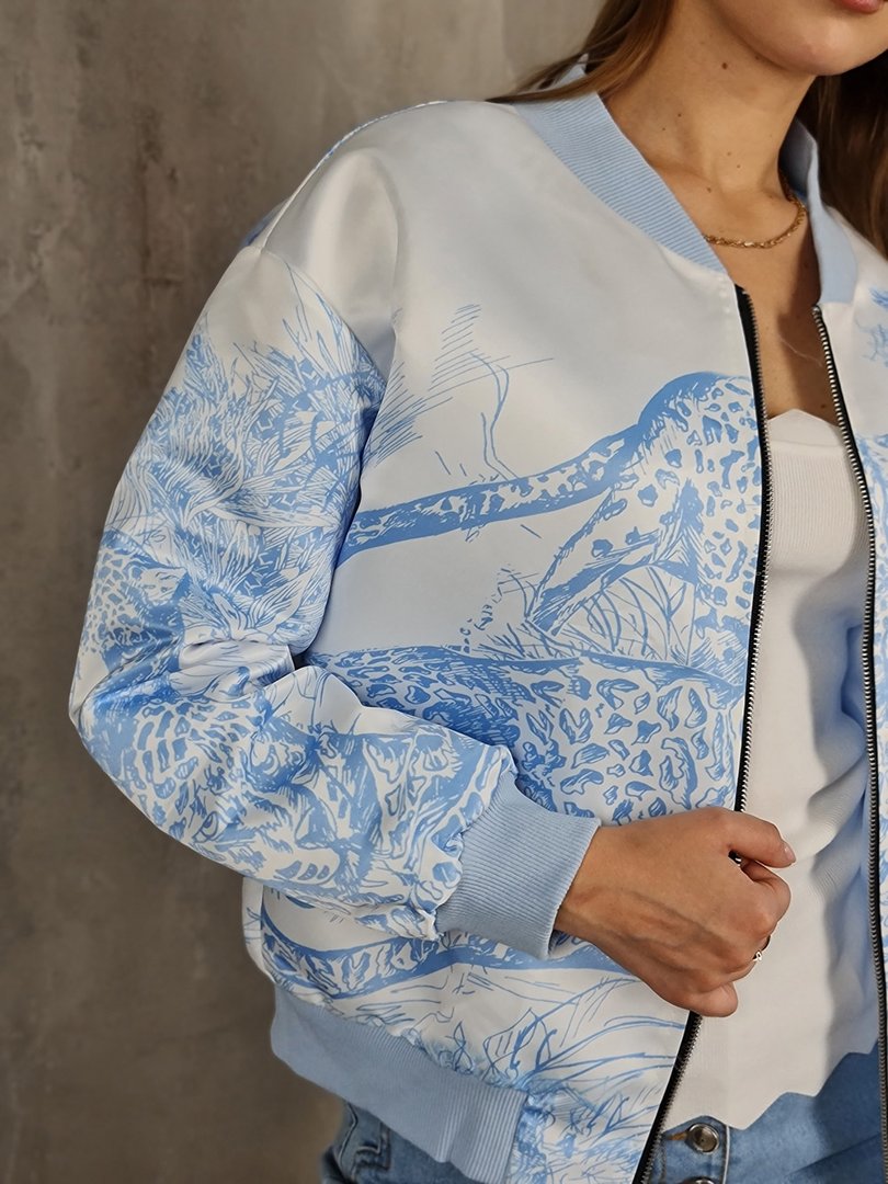 Бомбер Royal Belle с голубым леопардом белый, фотография №4