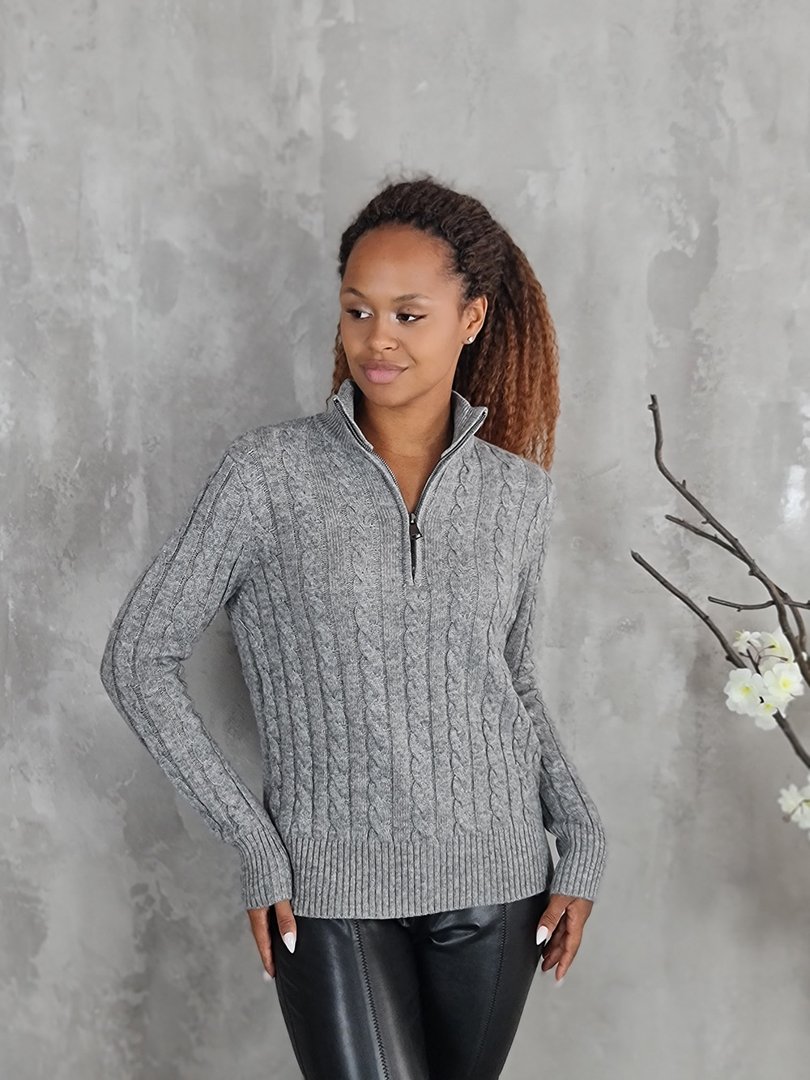 Джемпер Lara с высоким воротником с молнией серый, фотография №2
