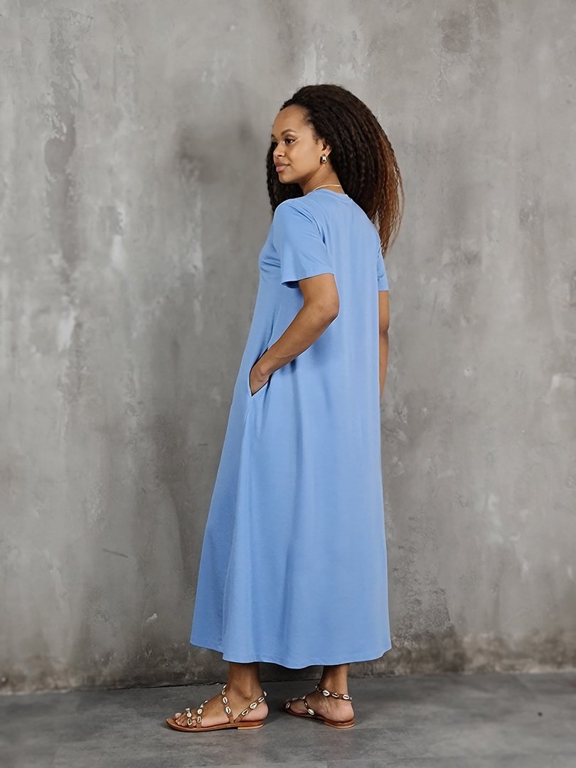 Платье Imperial свободное с кулоном цветком голубое, фотография №4