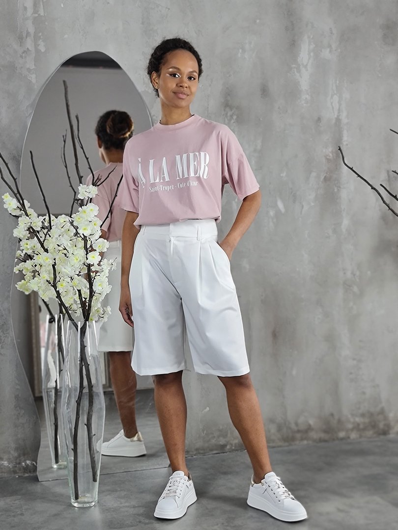 Футболка Vicolo с надписью A LA MER пудровая, фотография №3