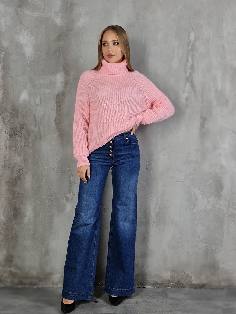 Джинсы Maryley клёш с золотыми пуговицами синие, фотография №2