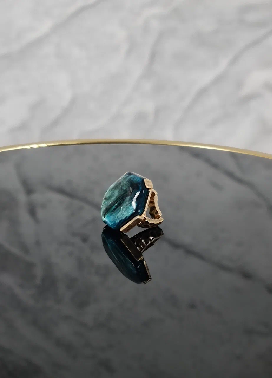 Кольцо YILI ACCESSORI с камнем малахит, фотография №3