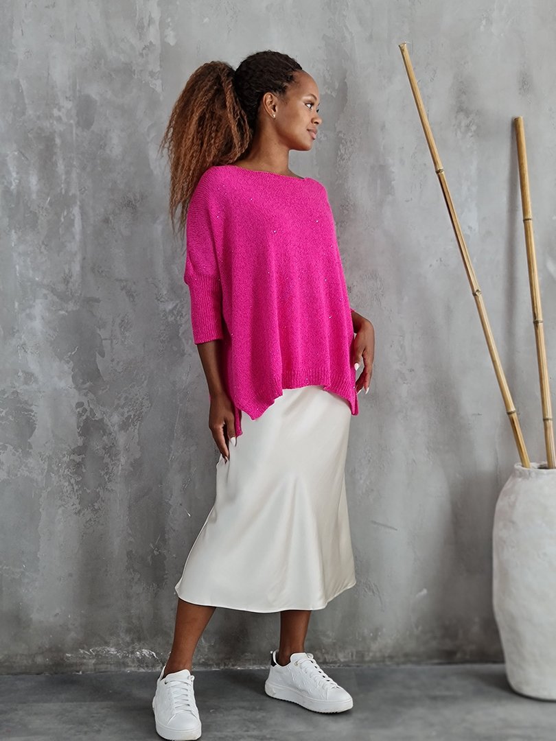 Джемпер Kontatto с рукавом 3/4 с пайетками фуксия, фотография №5