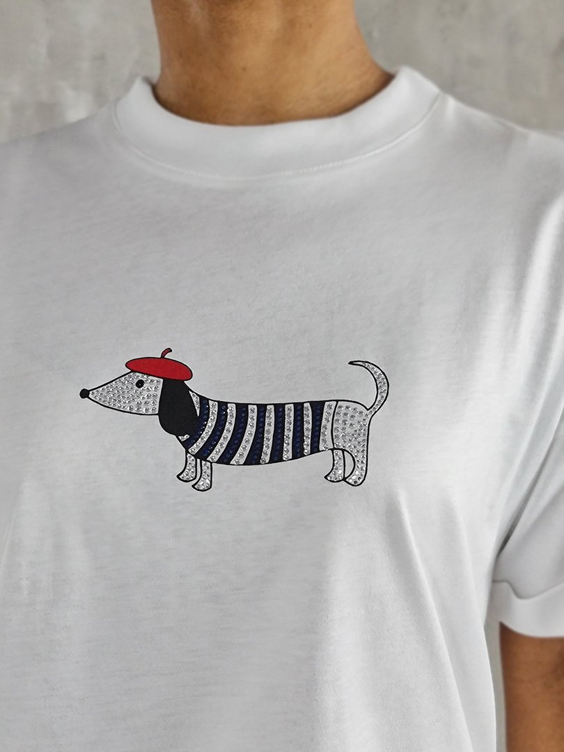 Футболка Imperial с собачкой таксой белая, фотография №2