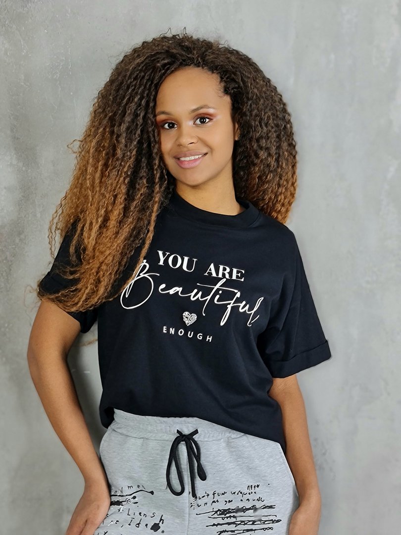 Футболка Imperial с надписью "You are beautiful" чёрная, фотография №4