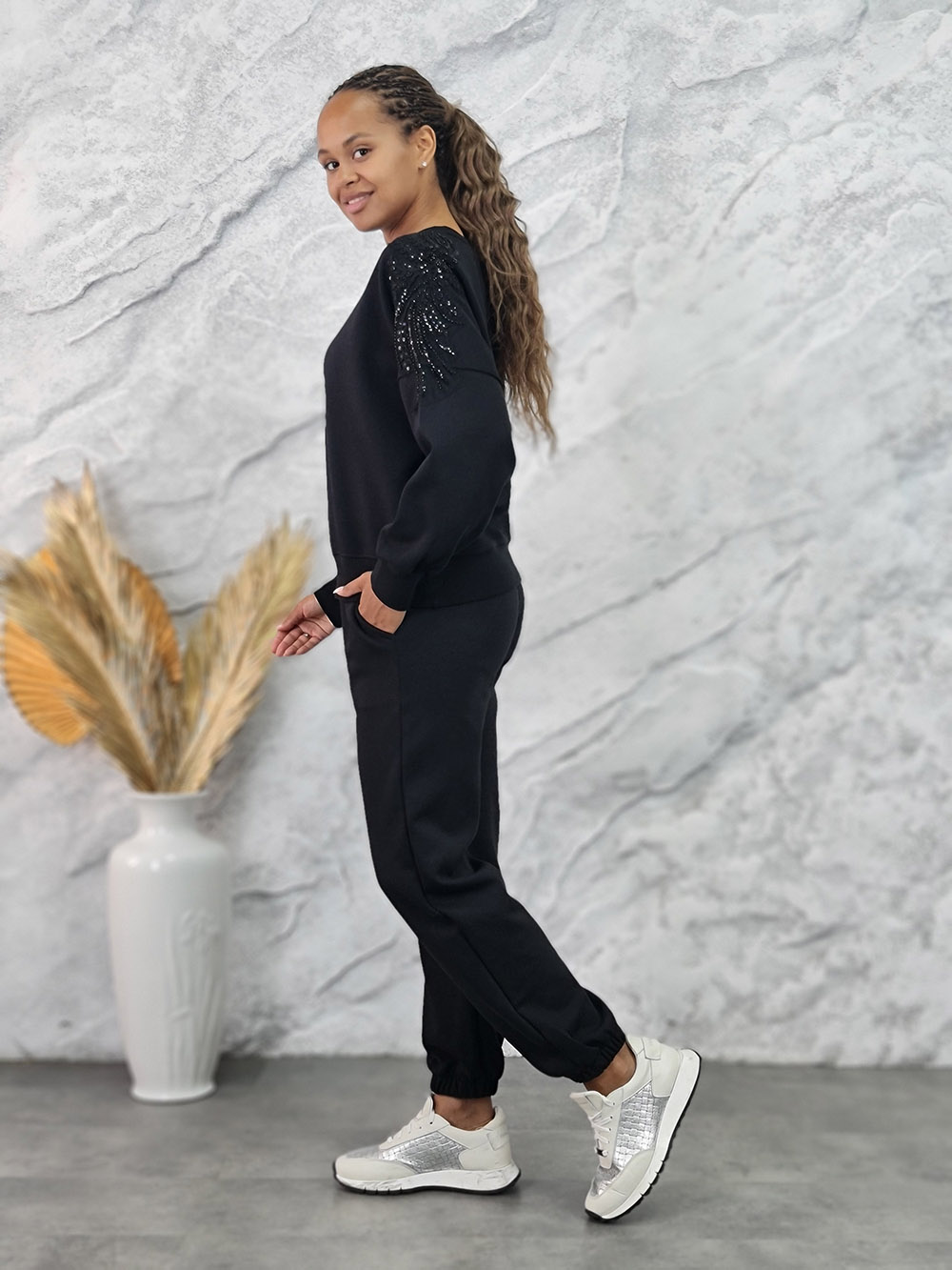 Костюм Please узор на плече черный, фотография №2