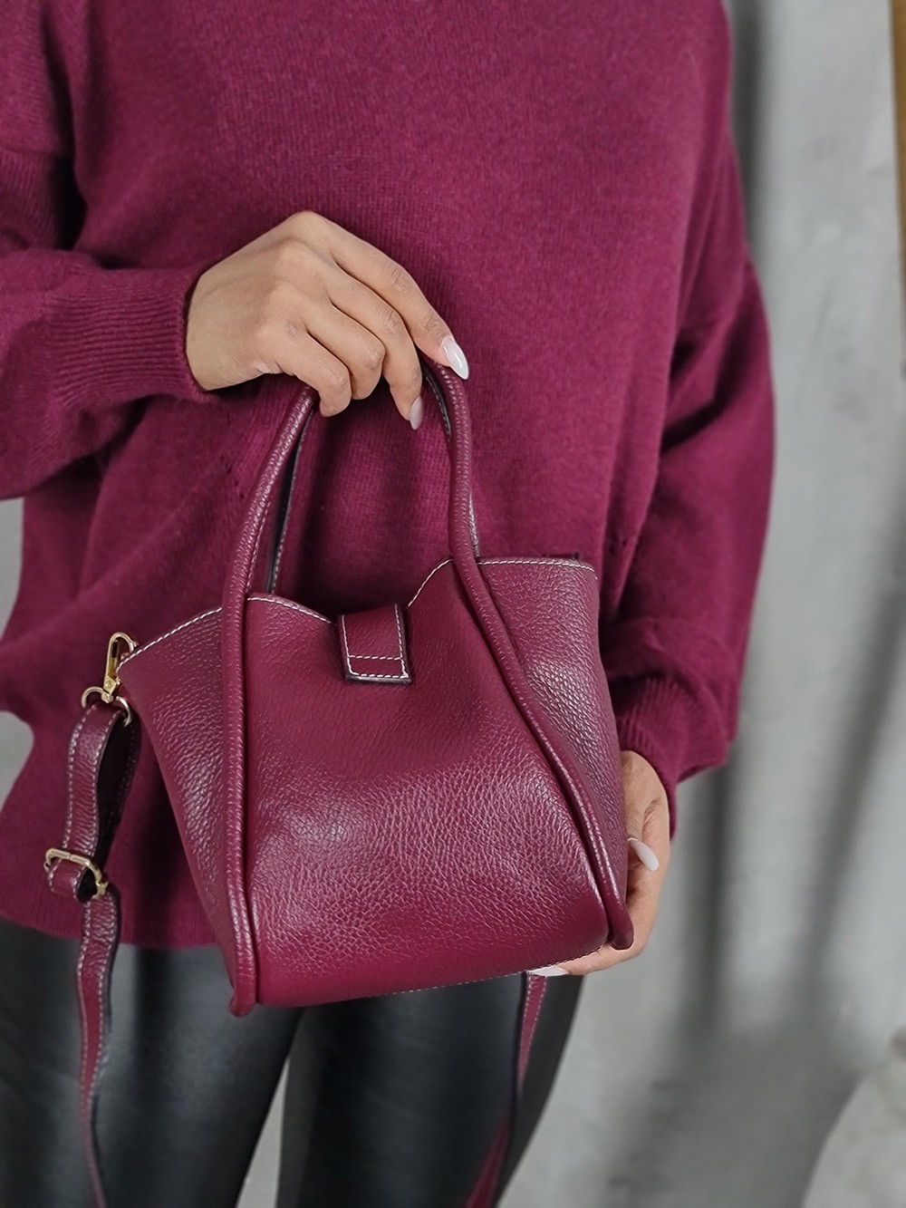 Сумка My Little Italy натуральная кожа маленькая винная, фотография №3